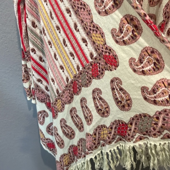 Guinevere Anthropologie cotton cashmere mix boho fringed cardigan duster - Picture 4 of 9